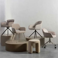 Wohnen Chenille Schreibtischstuhl in Taupe - Vorius