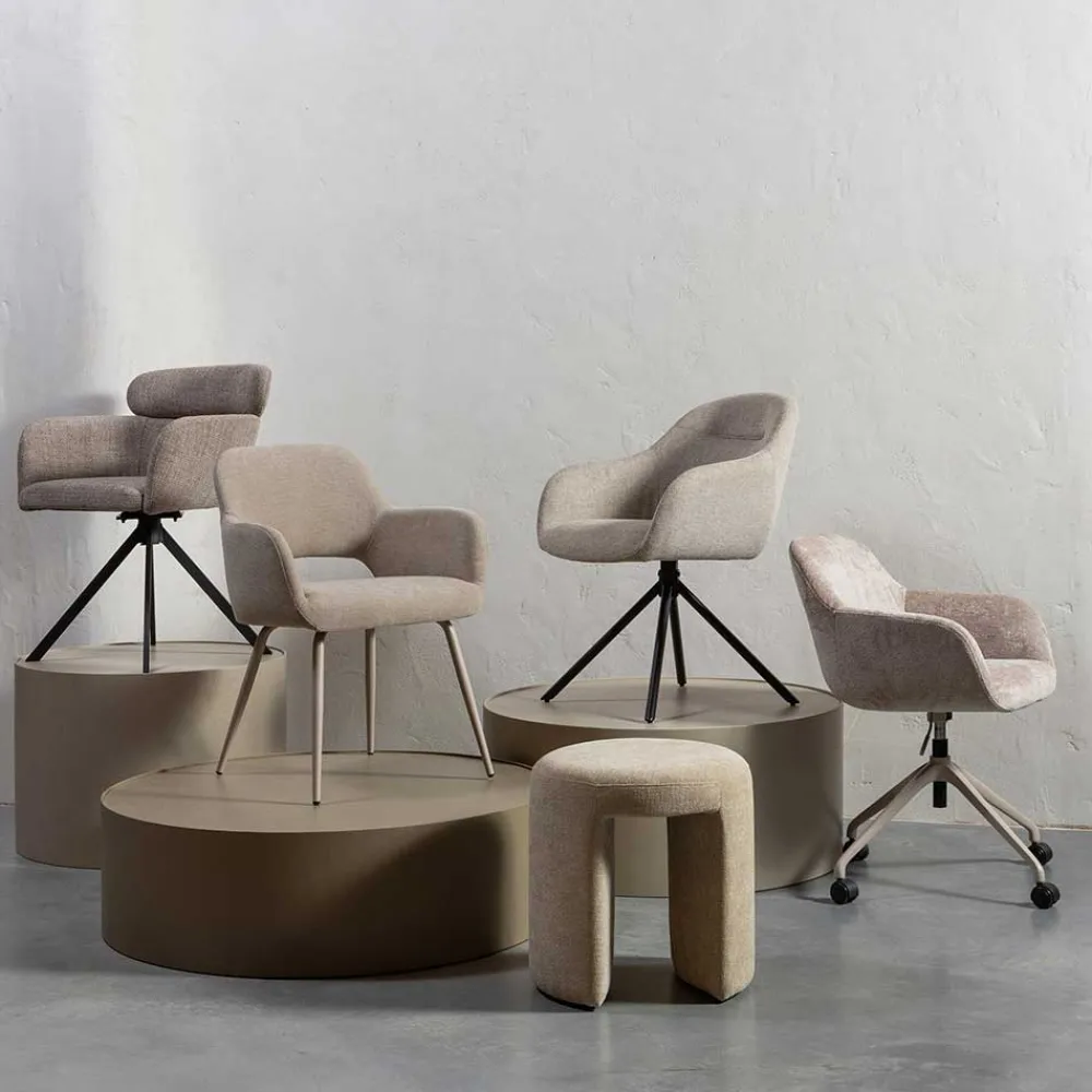 Wohnen Chenille Schreibtischstuhl in Taupe - Vorius