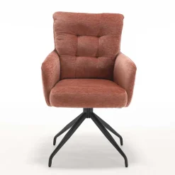 Wohnen Wohnzimmerstühle*Chenille-Armlehnenstuhl in Kupfer Rotbraun - Medeos (2er Set)