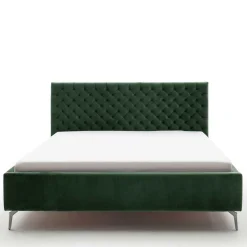 Wohnen Jugendbetten*Chesterfield Bett in Dunkelgrün Samt - Jesafina