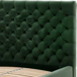 Wohnen Jugendbetten*Chesterfield Bett in Dunkelgrün Samt - Jesafina