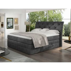 Wohnen Chesterfield Möbel*Chesterfield Boxspringbett in Dunkelgrau Vintage Optik - Albertiro