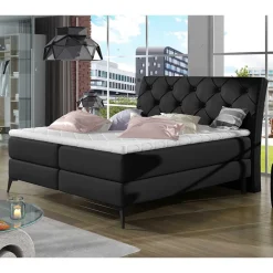 Wohnen Chesterfield Komplettbett in Schwarz - Silvaria