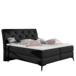 Wohnen Chesterfield Komplettbett in Schwarz - Silvaria