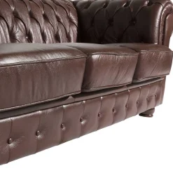 Wohnen Chesterfield Ledergarnitur in Braun - Cementa (dreiteilig)