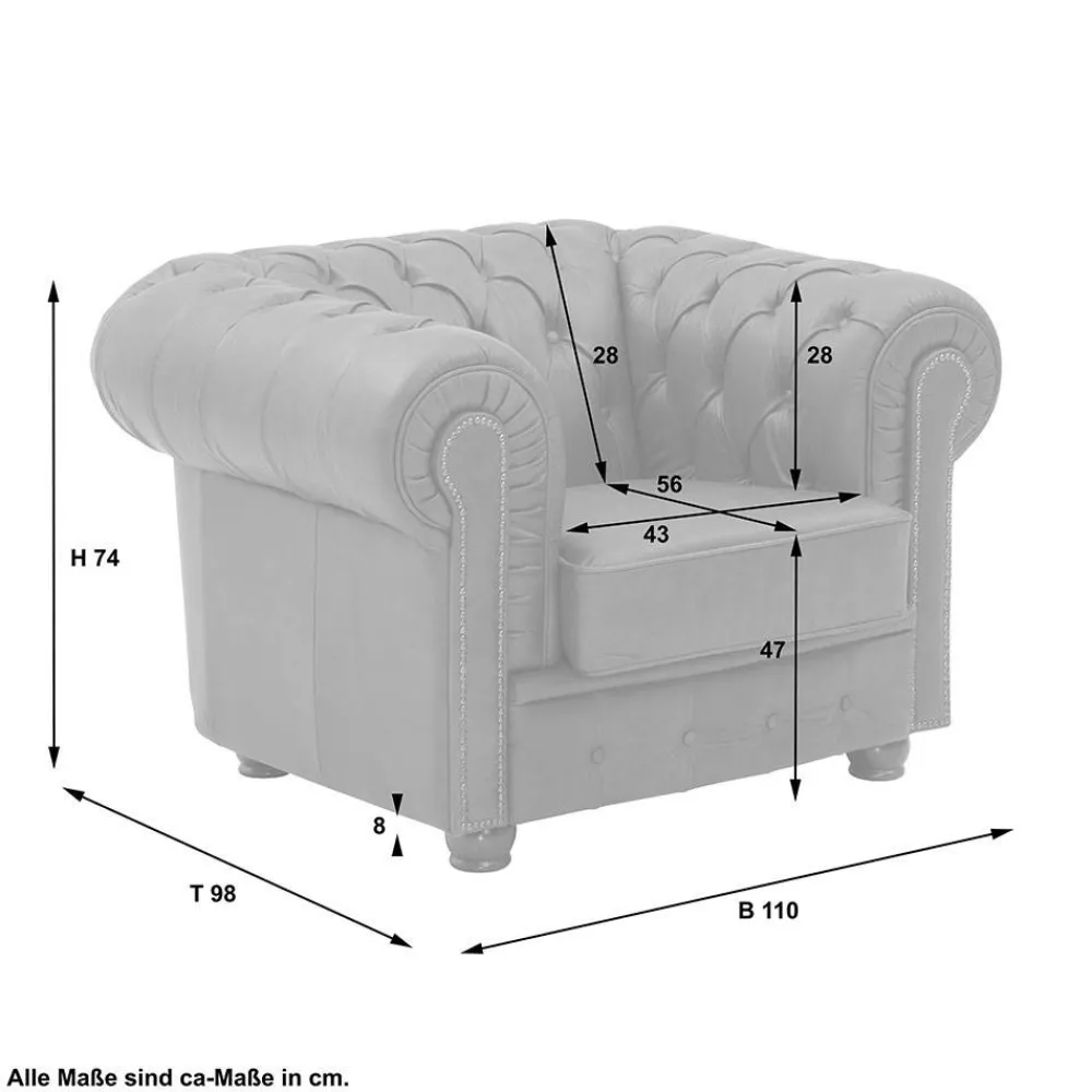Wohnen Chesterfield Möbel|Sitzgruppe*Chesterfield Polstergruppe aus Leder - Pluna (dreiteilig)
