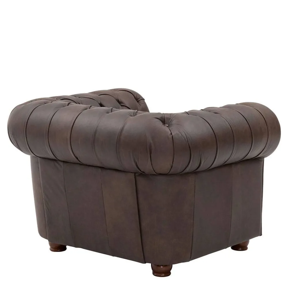 Wohnen Chesterfield Möbel|Sitzgruppe*Chesterfield Polstergruppe aus Leder - Pluna (dreiteilig)