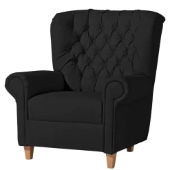 Wohnen Chesterfield Polstersessel in Schwarz Kunstleder - Centurion
