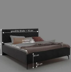 Wohnen Chesterfield Samtbett in Anthrazit - Satos