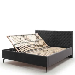 Wohnen Chesterfield Samtbett in Anthrazit - Satos