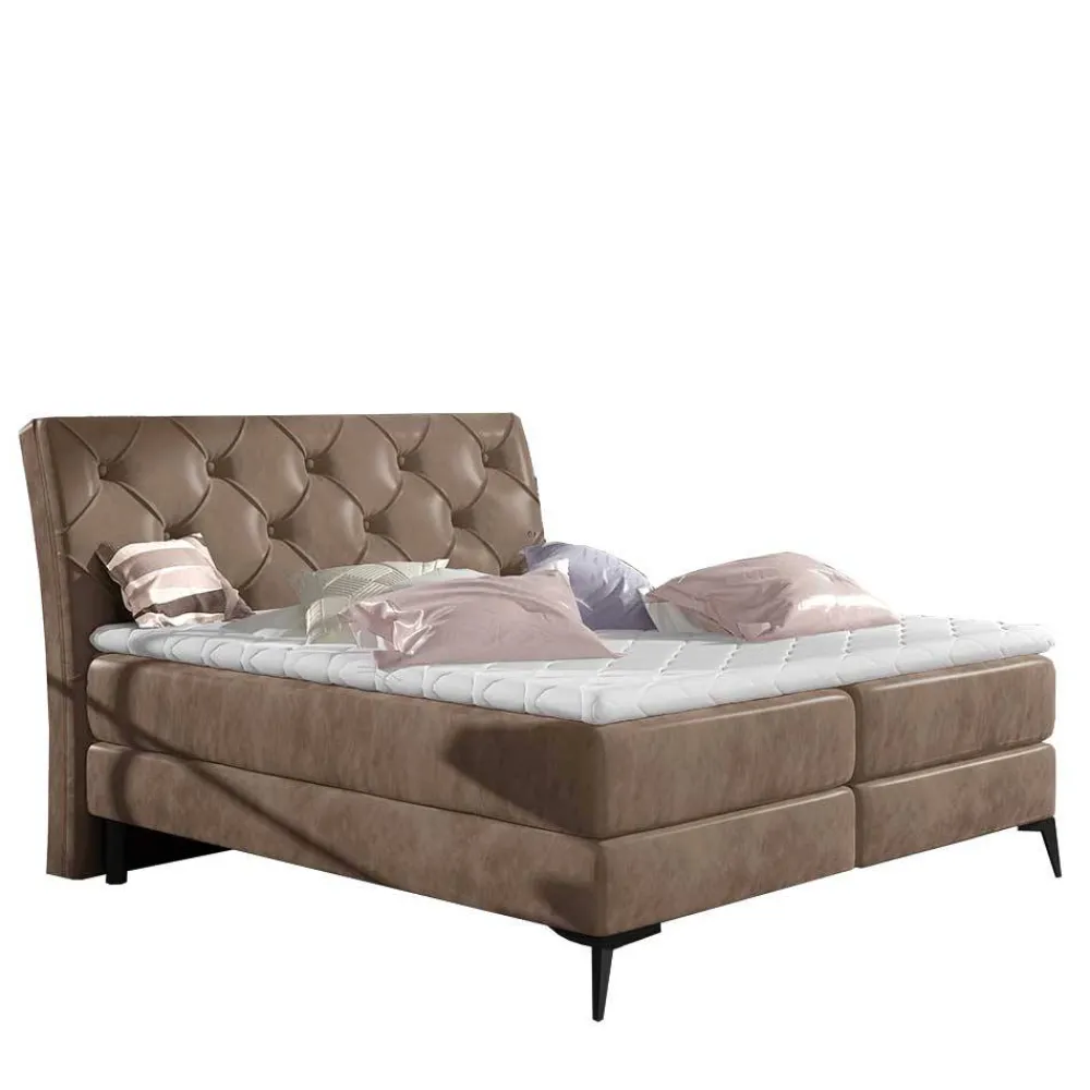 Wohnen Chesterfield Samtbett in Hellbraun - Trenta