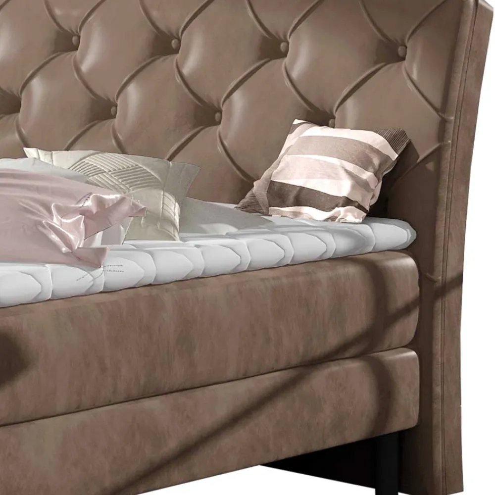 Wohnen Chesterfield Samtbett in Hellbraun - Trenta