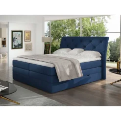 Wohnen Chesterfield Stauraum-Boxspringbett in Blau - Hillo
