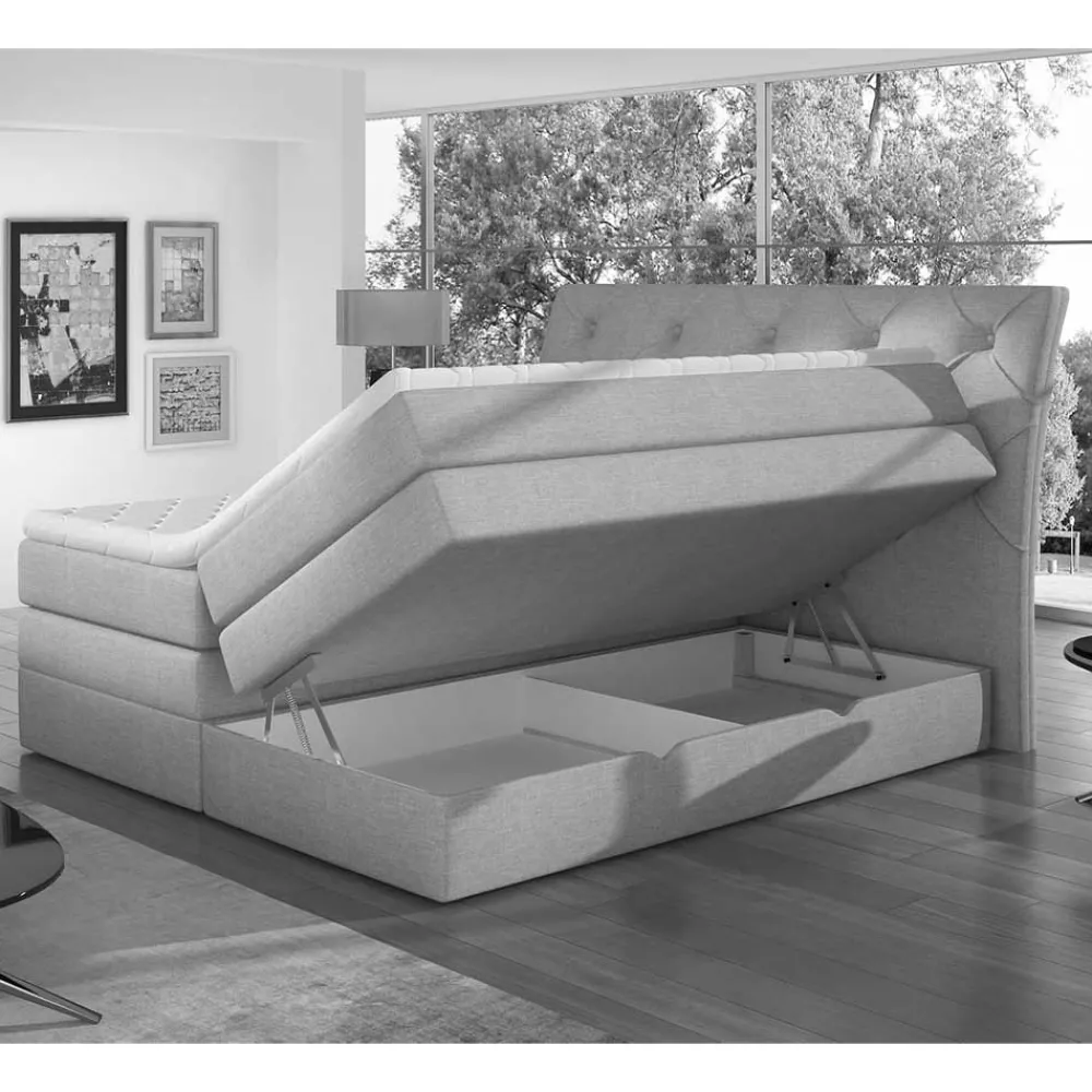 Wohnen Chesterfield Stauraum-Boxspringbett in Blau - Hillo