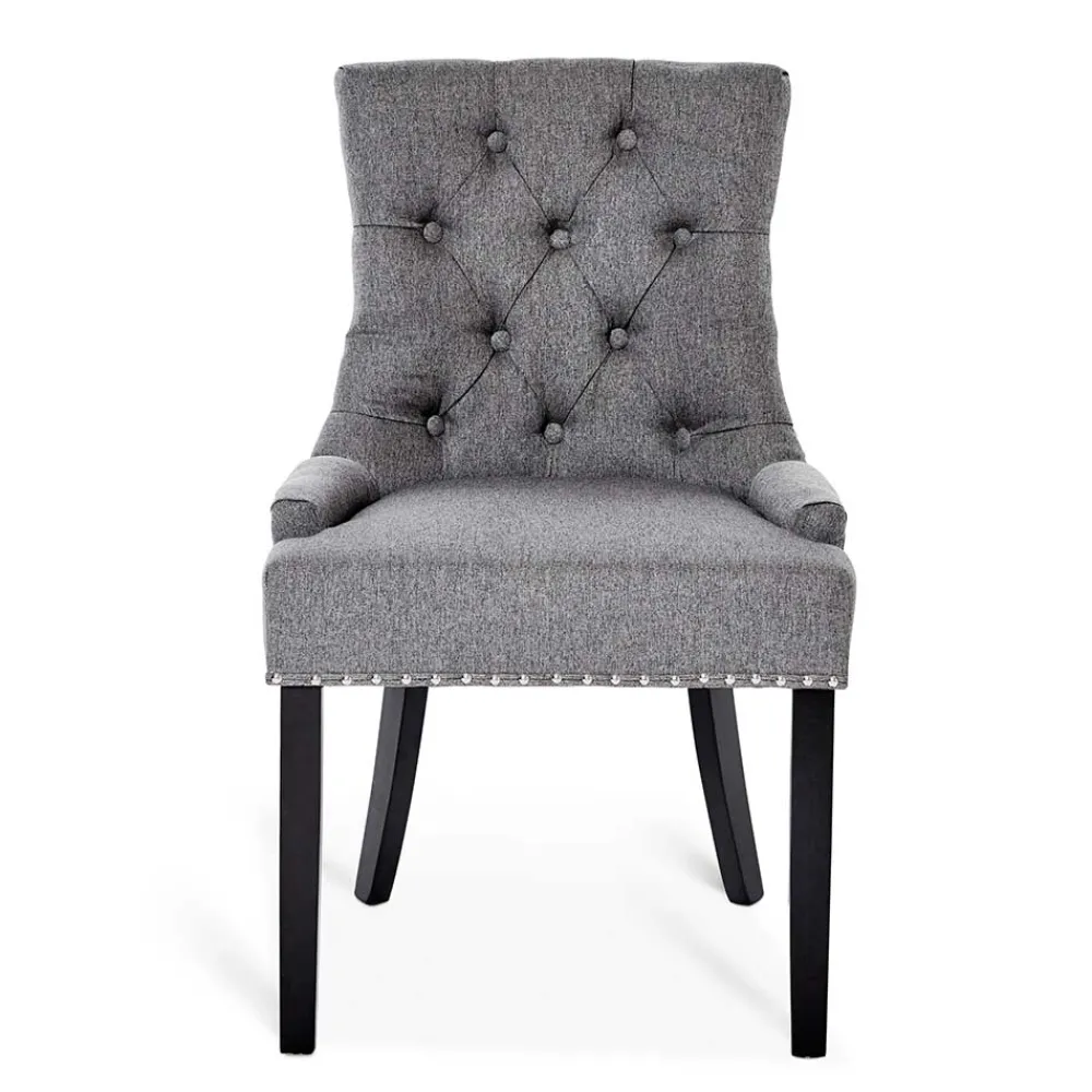 Wohnen Chesterfield Stuhl in Grau meliert und Schwarz - Menton