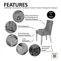 Wohnen Chesterfield Stuhl in Grau meliert und Schwarz - Menton