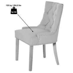 Wohnen Chesterfield Stuhl in Grau meliert und Schwarz - Menton