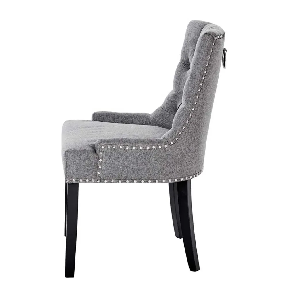 Wohnen Chesterfield Stuhl in Grau meliert und Schwarz - Menton