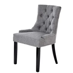 Wohnen Chesterfield Stuhl in Grau meliert und Schwarz - Menton