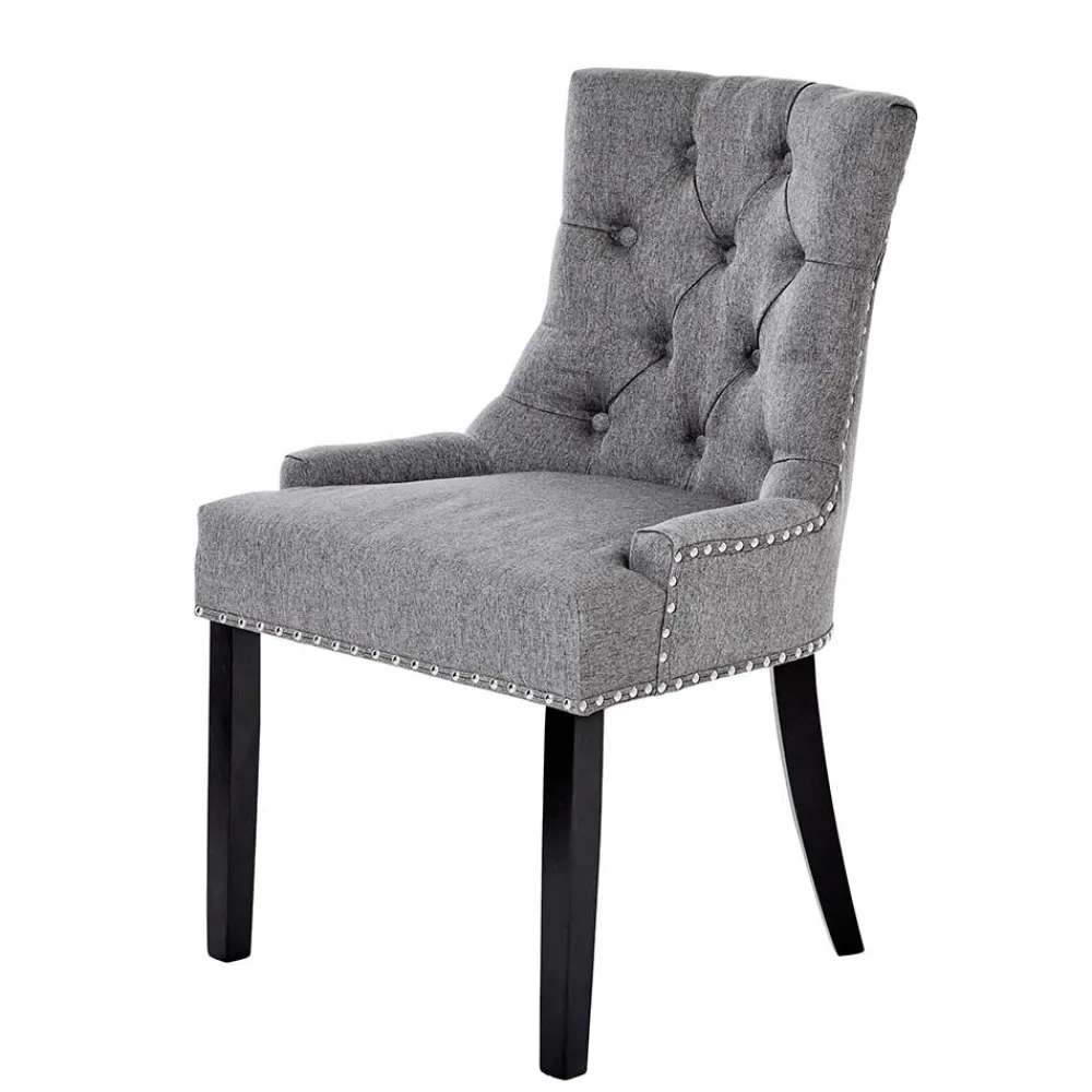 Wohnen Chesterfield Stuhl in Grau meliert und Schwarz - Menton