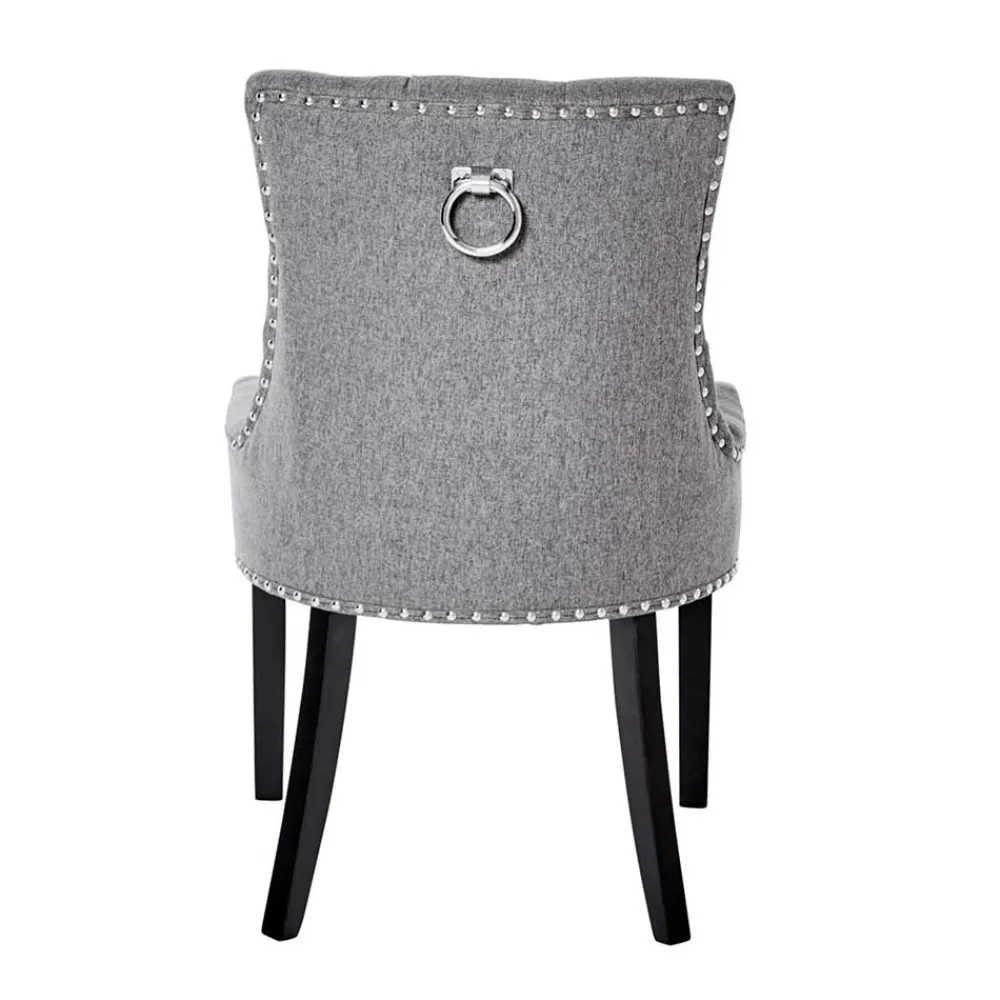 Wohnen Chesterfield Stuhl in Grau meliert und Schwarz - Menton