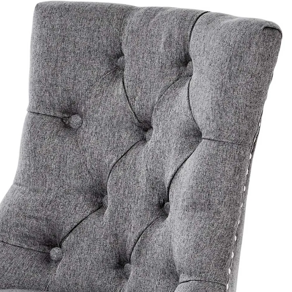 Wohnen Chesterfield Stuhl in Grau meliert und Schwarz - Menton