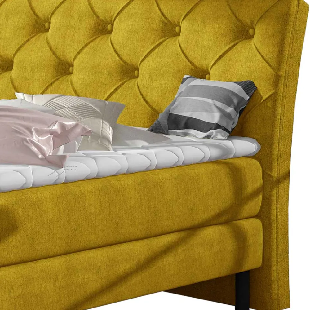 Wohnen Chesterfieldbett in Currygelb Stoff - Friscura
