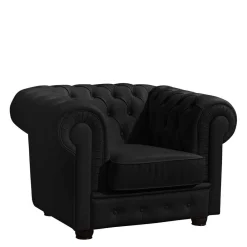 Wohnen Sessel & Hocker|Chesterfield Möbel*Chesterfield-Sessel in Schwarz Kunstleder - Riscos
