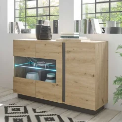 Wohnen Sideboards & Kommoden|Sideboards & Kommoden*138cm breite Kommode mit Glaseinsatz - Lairian