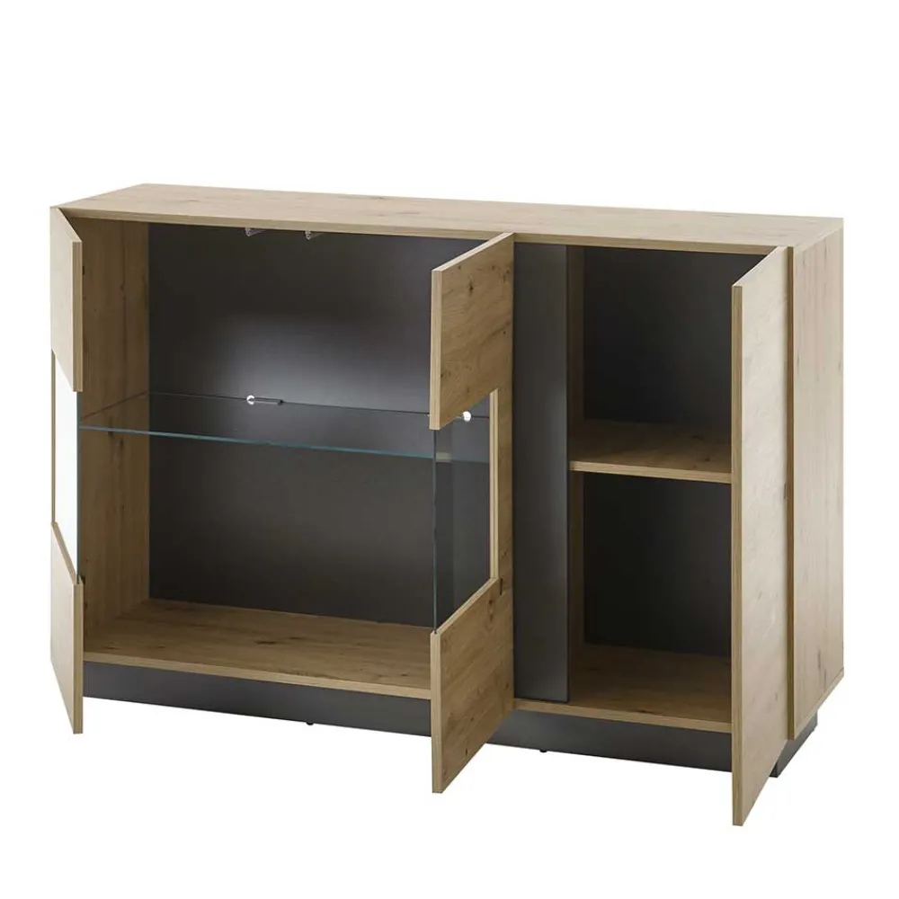 Wohnen Sideboards & Kommoden|Sideboards & Kommoden*138cm breite Kommode mit Glaseinsatz - Lairian