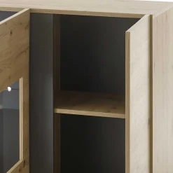 Wohnen Sideboards & Kommoden|Sideboards & Kommoden*138cm breite Kommode mit Glaseinsatz - Lairian
