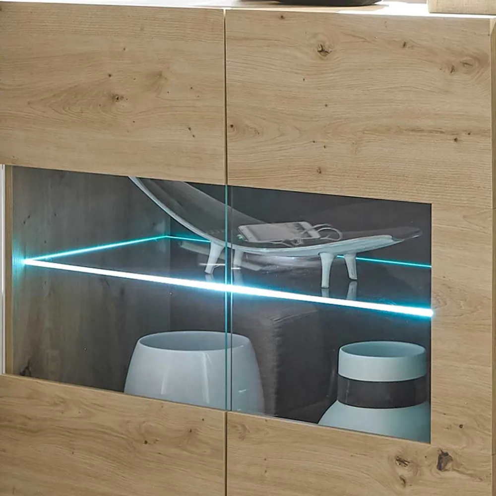 Wohnen Sideboards & Kommoden|Sideboards & Kommoden*138cm breite Kommode mit Glaseinsatz - Lairian