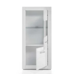 Wohnen 280cm breite Schrankwand in Weiß Hochglanz Yulis optional mit LED (vierteilig)