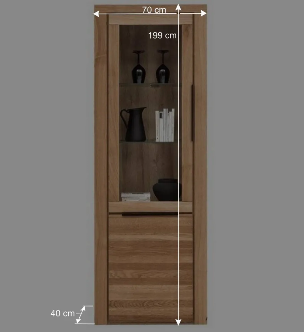 Wohnen Vitrinen|Wohnzimmer-Vitrinen*70cm breite Vitrine 2-türig - 199 cm hoch - Nelenia