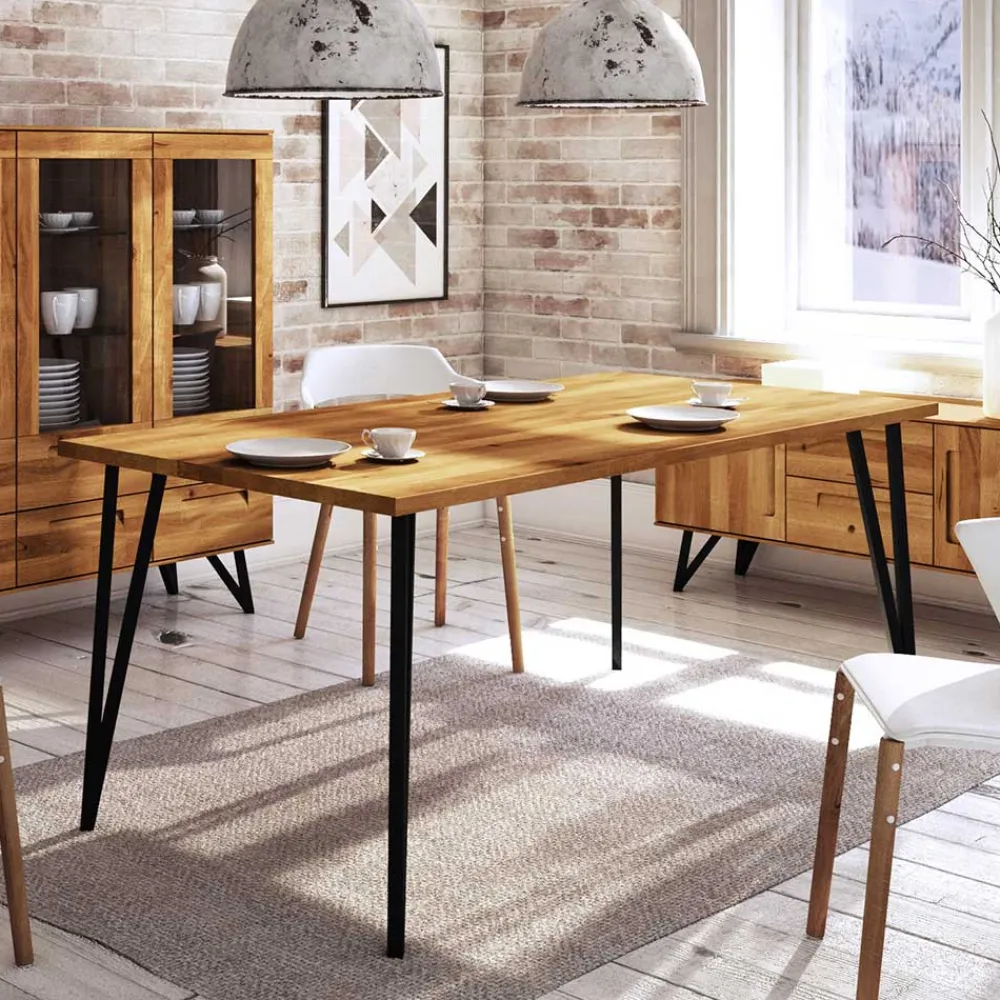 Wohnen Massivholzmöbel|Esszimmertische*90cm breiter Esstisch mit Platte Wildeiche - Mandirov