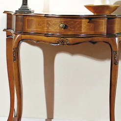 Wohnen 88cm breiter Konsolentisch Nussbaum Furnier Agosto im Barockstil