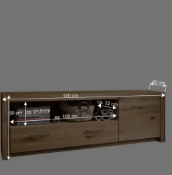 Wohnen 170cm breites TV Board aus geölter Wildeiche - Loitons