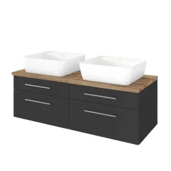 Wohnen 120cm Doppelwaschplatz in Grau Wildeiche - Estregos