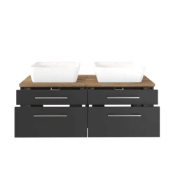 Wohnen 120cm Doppelwaschplatz in Grau Wildeiche - Estregos