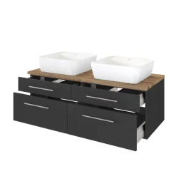 Wohnen 120cm Doppelwaschplatz in Grau Wildeiche - Estregos