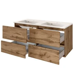 Wohnen Waschtisch|Waschbeckenunterschränke*120cm Doppelwaschtisch in Wildeiche - Iliam