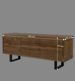 Wohnen 180cm Eiche Sideboard mit U-Gestell - Ventida