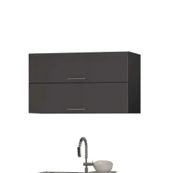 Wohnen 320cm Hochglanz Küche in Grau - Bozenia II (achtteilig)