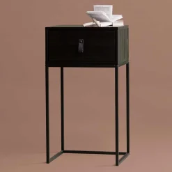 Wohnen Kommoden|Nachttische*74cm hohe Nachtkonsole in Schwarz lackiert - Fronco