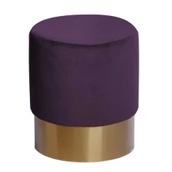 Wohnen 42cm hoher Rundhocker mit Samt in Violett - Elvadia