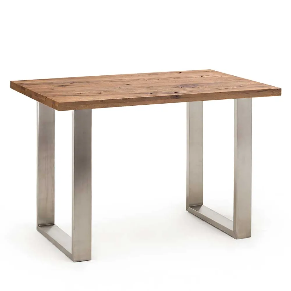 Wohnen 107cm hoher Tisch aus Eiche Dunkel & Edelstahl - Venerdi