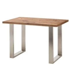 Wohnen 107cm hoher Tisch aus Eiche Dunkel & Edelstahl - Venerdi