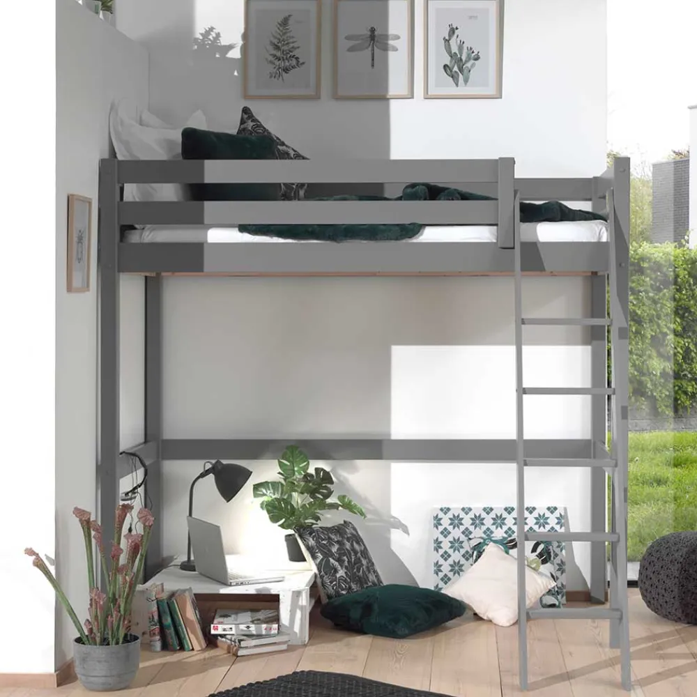 Kinder Wohnen 190cm hohes Hochbett in 90x200 oder 140x200 - Symca