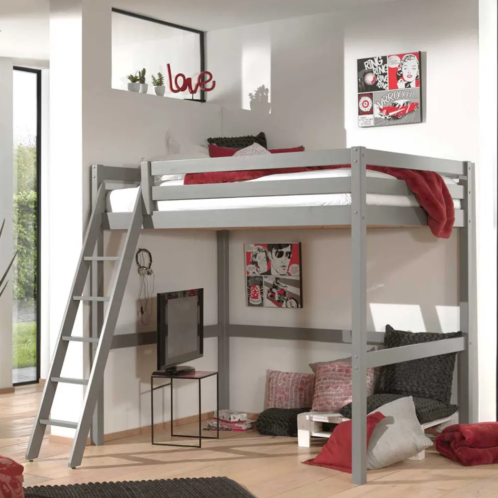 Kinder Wohnen 190cm hohes Hochbett in 90x200 oder 140x200 - Symca