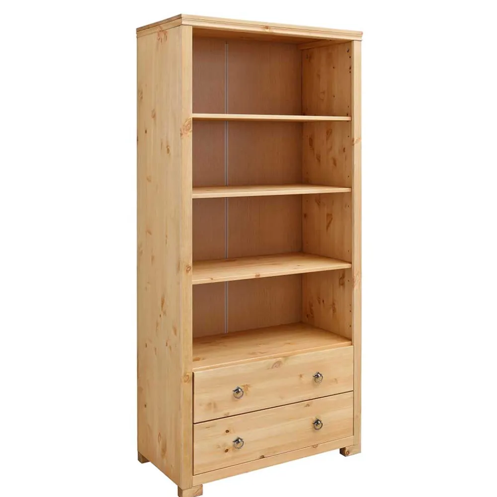 Wohnen Esszimmer-Vitrinen*178cm hohes Kiefernholz Regal mit 4 Fächern - Vinidad